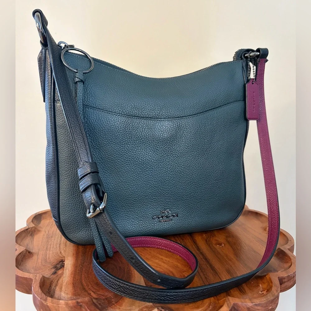Coach Colorblock Chaise Crossbody Pebble Leather Gunmetal Hardware 38696